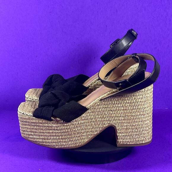 Sam Edelman Black Theresa 2 Block Heel Ankle Strap Square Toe Sandals Size 10 - Picture 3 of 8